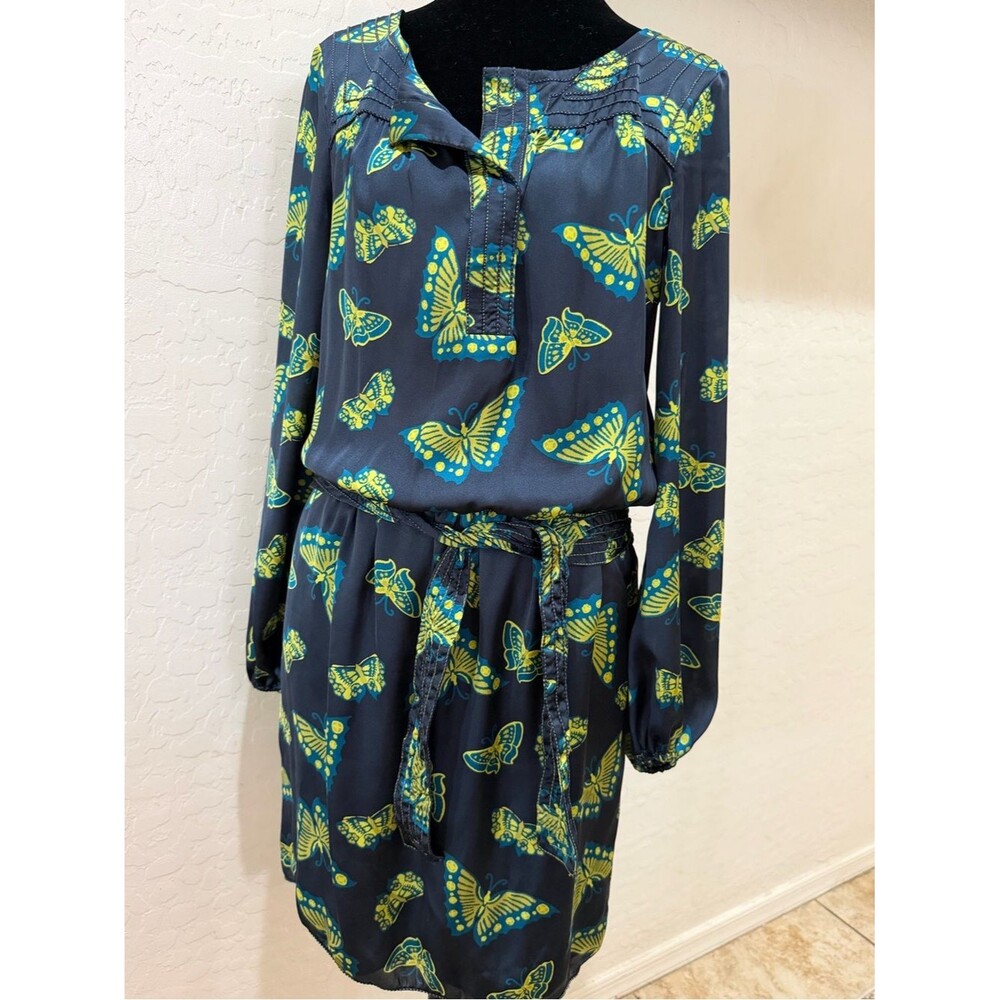 Chelsea & Violet Butterfly Print Tie Waist Long Sleeve Dress NWT Size Small
